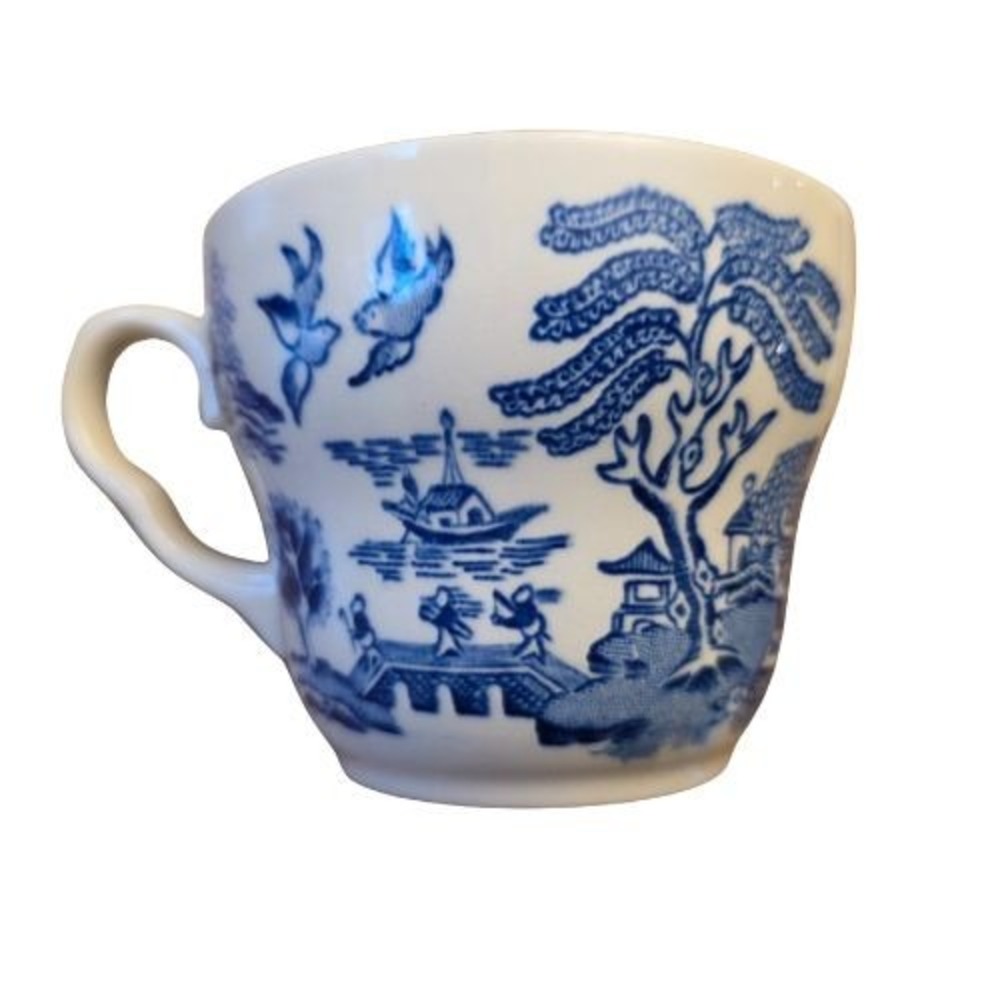 Set of 4 Vintage Churchill Blue‎ Willow Teacup England Ceramic Dessert Tea Cups
